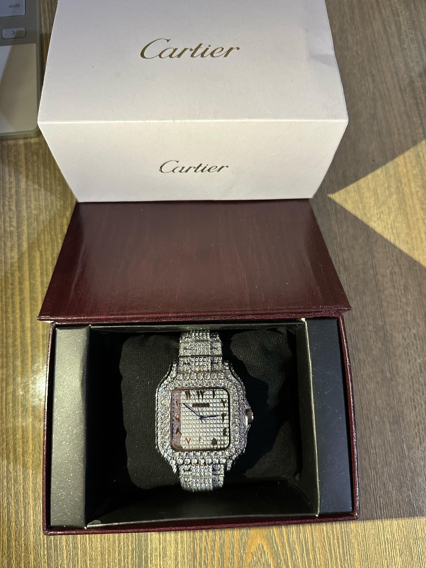 Diamond Cartier Santos 40mm - Stainless Steel - Arabic Dial